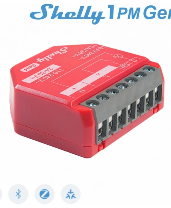 Shelly 1PM Gen4 Smart Switch Wi-Fi, Bluetooth, ZigBee & RF 16A (με Ουδέτερο) Shelly_1PM_Gen4