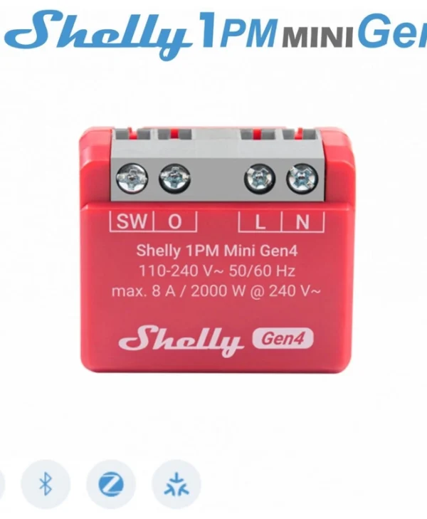 Shelly 1PM Mini Gen4 Smart Switch 1 Καναλιού Wi-Fi, Bluetooth, ZigBee & RF 8A Shelly_1PM_Mini Gen4