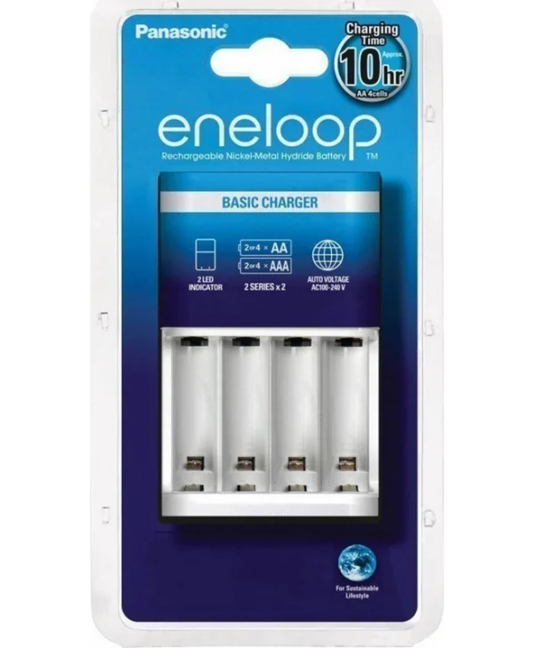 Panasonic Eneloop Basic BQ-CC51 Φορτιστής 4 Μπαταριών Ni-MH Μεγέθους AA/AAA σε Λευκό χρώμα BQ-CC51E