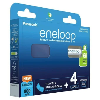 Panasonic Eneloop & Storage Case Επαναφορτιζόμενες Μπαταρίες AAA Ni-MH 800mAh 1.2V 4τμχ BK-4MCDE/4CP+CASE