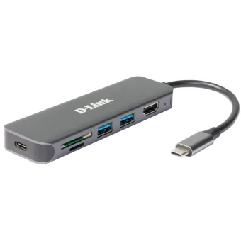 D-Link USB-C Docking Station με HDMI 4K PD Γκρι (DUB-2327)