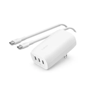 Belkin Φορτιστής με 3 Θύρες USB-C και Καλώδιο USB-C - USB-C 67W Power Delivery Λευκός (BoostCharge) WCC002VF2MWH-B6