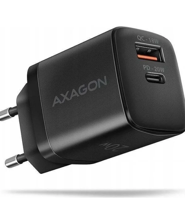 Axagon Φορτιστής Χωρίς Καλώδιο με Θύρα USB-A και Θύρα USB-C 20W Power Delivery / Quick Charge 2.0 / Quick Charge 3.0 / Quick Charge 4+ Μαύρος (ΑCU-ΡQ20) ACU-PQ20