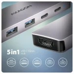 Axagon HMC-5H60 USB-C Docking Station με HDMI 4K PD Γκρι ZUUS-704 - Image 2