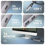 Axagon HMC-5H60 USB-C Docking Station με HDMI 4K PD Γκρι ZUUS-704 - Image 3