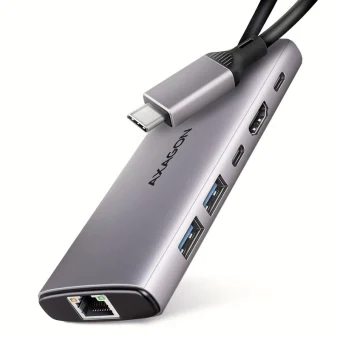 Axagon Hub 6 Θυρών USB 3.2 με σύνδεση USB-C Ασημί ZUUS-705