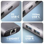 Axagon Hub 6 Θυρών USB 3.2 με σύνδεση USB-C Ασημί ZUUS-705 - Image 3