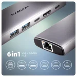 Axagon Hub 6 Θυρών USB 3.2 με σύνδεση USB-C Ασημί ZUUS-705 - Image 4