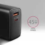 Axagon Φορτιστής Χωρίς Καλώδιο GaN με Θύρα USB-A και Θύρα USB-C 45W Power Delivery / Quick Charge 3.0 / Quick Charge 4.0 Μαύρος (ΑCU-ΡQ45) ZUUS-696 - Image 2