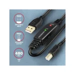 Axagon USB 2.0 Cable USB-A male - USB-B male Μαύρο 15m 215 - Image 2