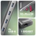 Axagon USB-C Docking Station με HDMI 4K PD Ethernet Ασημί (HMC-10HLS) ZUWE-556 - Image 3