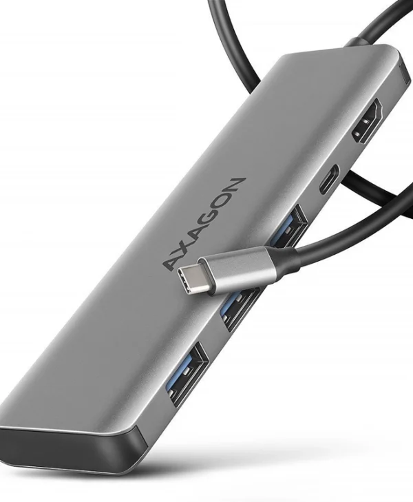 Axagon USB-C Docking Station με HDMI 4K PD Ασημί (HMC-5H) ZUUS-698