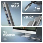 Axagon USB-C Docking Station με HDMI 4K PD Ασημί (HMC-5H) ZUUS-698 - Image 3