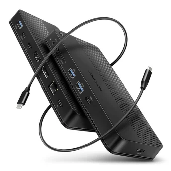 Axagon USB-C Docking Station με HDMI/DisplayPort 4K PD Ethernet και σύνδεση 2 Οθονών Μαύρο (Hmc-U4) ZUUS-727