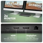 Axagon USB-C Docking Station με HDMI/DisplayPort 4K PD Ethernet και σύνδεση 2 Οθονών Μαύρο (Hmc-U4) ZUUS-727 - Image 7