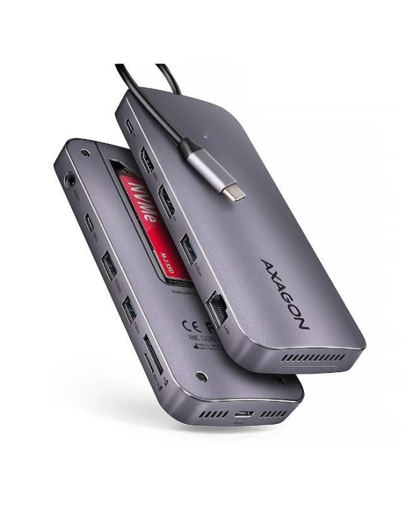 Axagon v1 Hub 12 Θυρών USB 3.2 με σύνδεση USB-A / USB-C Ασημί HMC-12GM2