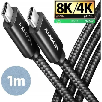 Axagon USB 2.0 Cable USB-C male - USB-C 240W PD Μαύρο 1m BUCM4X-CM10AB ZUUS-689