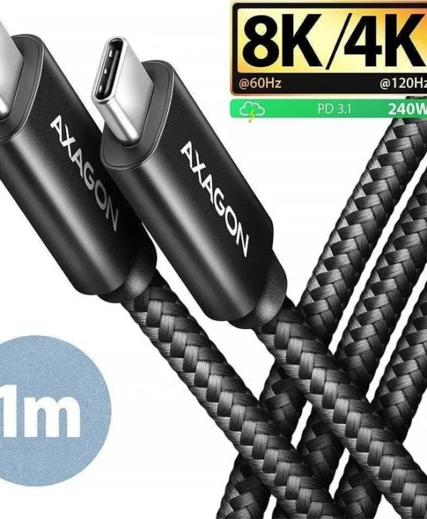 Axagon USB 2.0 Cable USB-C male - USB-C 240W PD Μαύρο 1m BUCM4X-CM10AB ZUUS-689