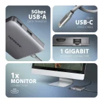 Axagon HMC-5HL USB-C Docking Station με HDMI 4K PD Ethernet Γκρι 100352106 - Image 2