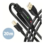 Axagon USB 2.0 Cable USB-A male - USB-B male Μαύρο 20m ADR-220B