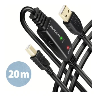 Axagon USB 2.0 Cable USB-A male - USB-B male Μαύρο 20m ADR-220B