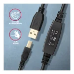Axagon USB 2.0 Cable USB-A male - USB-B male Μαύρο 20m ADR-220B - Image 4