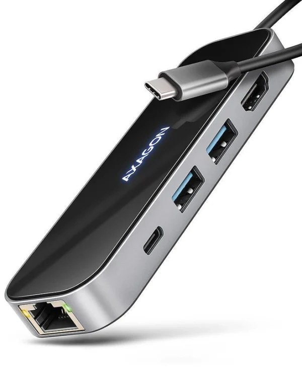 Axagon USB-C Docking Station με HDMI 4K PD Ethernet Μαύρο (HMC-6GLN) ZUUS-738