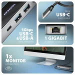 Axagon USB-C Docking Station με HDMI 4K PD Ethernet Μαύρο (HMC-6GLN) ZUUS-738 - Image 2