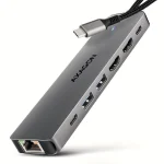 Axagon USB-C Docking Station με HDMI 4K PD Ethernet και σύνδεση 2 Οθονών Γκρι (HMC-7HX2) ZUUS-739