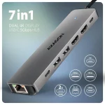 Axagon USB-C Docking Station με HDMI 4K PD Ethernet και σύνδεση 2 Οθονών Γκρι (HMC-7HX2) ZUUS-739 - Image 4