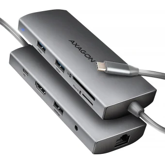 Axagon USB-C Docking Station με HDMI 4K PD Ethernet Ασημί (HMC-8HLSA) ZUUS-699