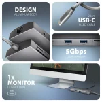 Axagon USB-C Docking Station με HDMI 4K PD Ethernet Ασημί (HMC-8HLSA) ZUUS-699 - Image 5