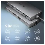 Axagon USB-C Docking Station με HDMI 4K PD Ethernet Ασημί (HMC-8HLSA) ZUUS-699 - Image 9