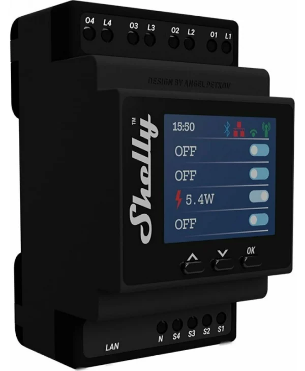 Shelly Pro 4PM Ρελέ Ράγας 40A 4 Channel Smart Switch Shelly_Pro_4PM