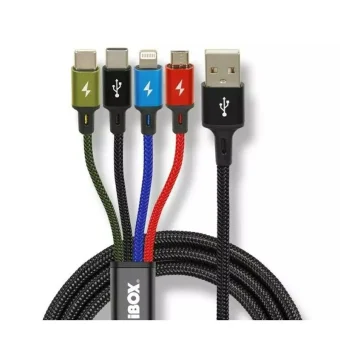 iBox Regular USB to micro USB Cable 2A Πολύχρωμο 1.2m (IKUM4W1CLR)