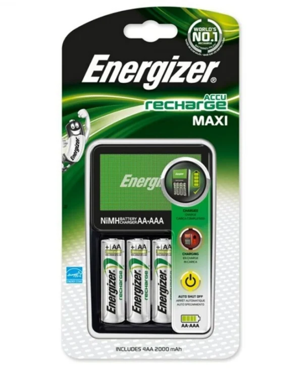 Energizer ACCU Recharge Maxi Φορτιστής 4 Μπαταριών Ni-MH Μεγέθους AA/AAA Σετ με 4x AA 2000mAh 421788