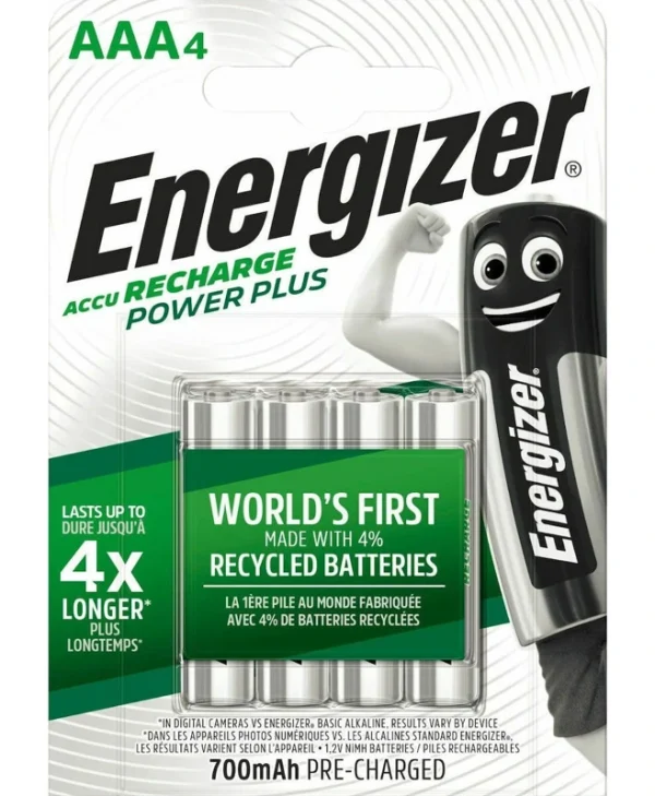 Energizer Power Plus Επαναφορτιζόμενες Μπαταρίες AAA Ni-MH 700mAh 1.2V 4τμχ 417002