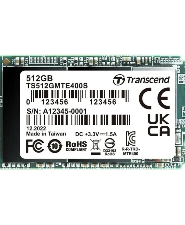 Transcend SSD 512GB τύπου M.2 με σύνδεση PCI Express 3.0 TS512GMTE400S