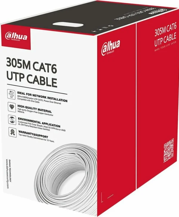 Dahua U/UTP Cat.6 (Gigabit) Καλώδιο Δικτύου Ethernet χωρίς ακροδέκτες 305m Γκρι PFM920I-6UN-C