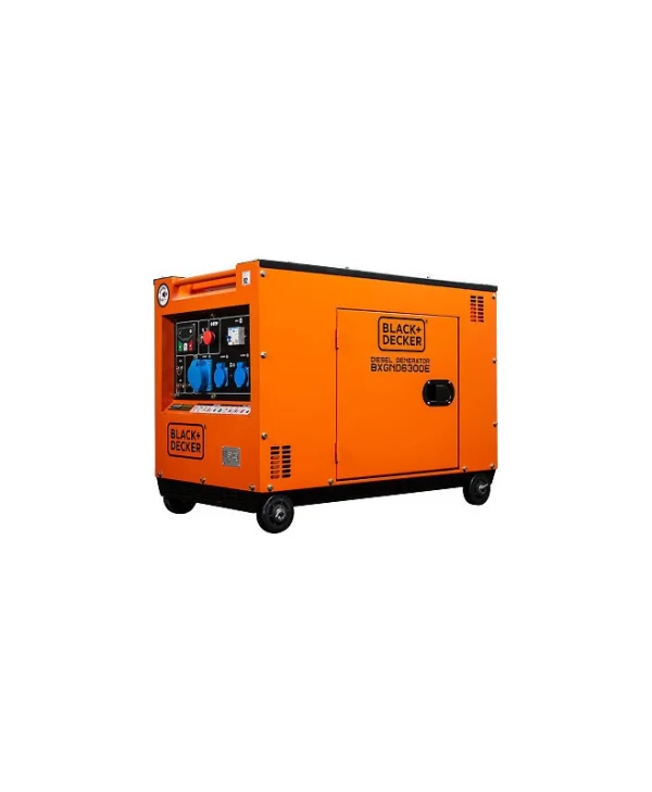Black & Decker Αθόρυβη Γεννήτρια Πετρελαίου με Ηλεκτρική Μίζα, Ρόδες και Μέγιστη Ισχύ 7.5kVA BXGND6300E