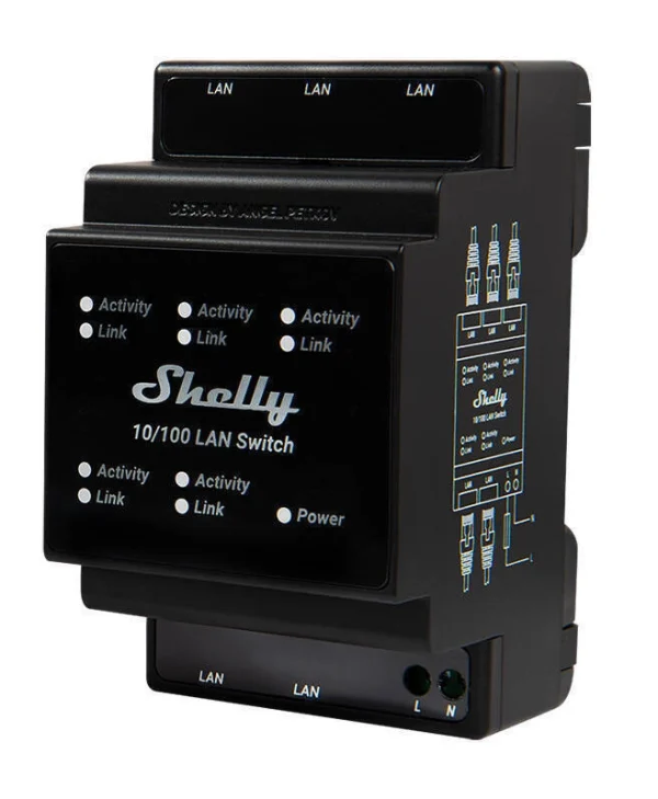 Shelly LAN L2 Switch με 5 Θύρες Ethernet SHELLY LAN SWITCH