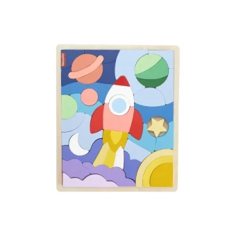 Ξύλινο Παιδικό Puzzle Σφηνώματα Διάστημα για 3+ Ετών 41pcs Mattel HXY42