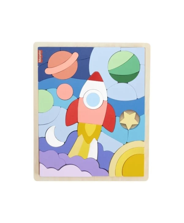Ξύλινο Παιδικό Puzzle Σφηνώματα Διάστημα για 3+ Ετών 41pcs Mattel HXY42