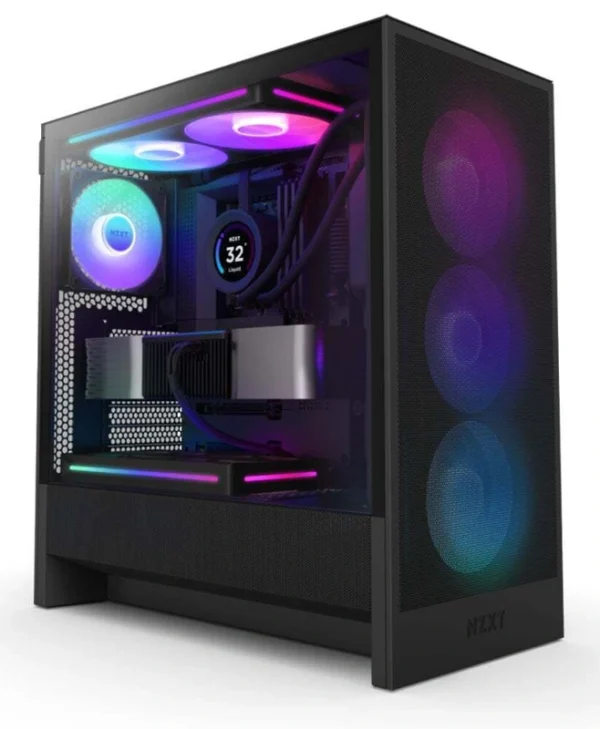 NZXT H5 (2024) Flow Gaming Midi Tower Κουτί Υπολογιστή με Πλαϊνό Παράθυρο και RGB Φωτισμό Μαύρο CC-H52FB-R1