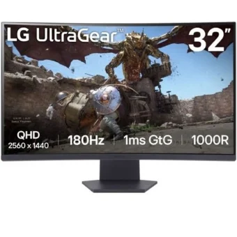 LG UltraGear 32GS60QC-B VA HDR Curved Gaming Monitor 31.5" QHD 2560x1440 180Hz με Χρόνο Απόκρισης 1ms GTG 32GS60QC-B.AEUQ