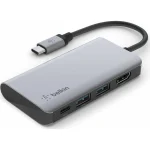 Belkin Connect USB-C Docking Station με HDMI 4K PD Γκρι AVC006BTSGY