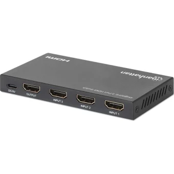 Manhattan 4k60hz 3-port Hdmi Switch Switching Between Three Hdmi Inputs To One Hdmi Output 3x1 18g Ir Remote Control 208222