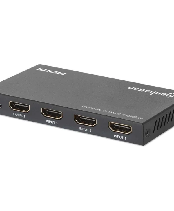 Manhattan 4k60hz 3-port Hdmi Switch Switching Between Three Hdmi Inputs To One Hdmi Output 3x1 18g Ir Remote Control 208222