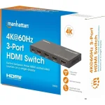 Manhattan 4k60hz 3-port Hdmi Switch Switching Between Three Hdmi Inputs To One Hdmi Output 3x1 18g Ir Remote Control 208222 - Image 2