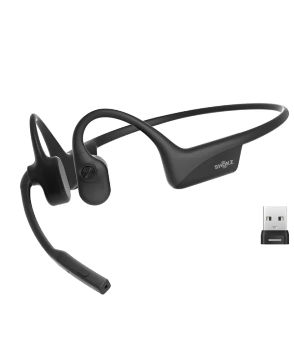 Shokz OpenComm2 UC 2025 Ασύρματα Bone Conduction Multimedia Ακουστικά με μικρόφωνο και σύνδεση USB-A C120-AA-BK-EU-000